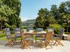 Trädgårdsmöbelset av bord och 8 stolar med dynor i grått MAUI_743959