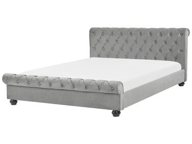 Velvet EU Super King Size Bed Grey AVALLON