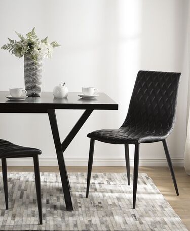 Set of 2 Dining Chairs Faux Leather Black MONTANA