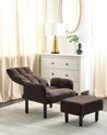 Linen Recliner Chair with Ottoman Brown OLAND_902007