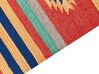 Alfombra kilim de algodón azul/rojo/naranja 80 x 150 cm HATIS_869523