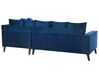 Canapé d'angle gauche en velours bleu GRENA_837266