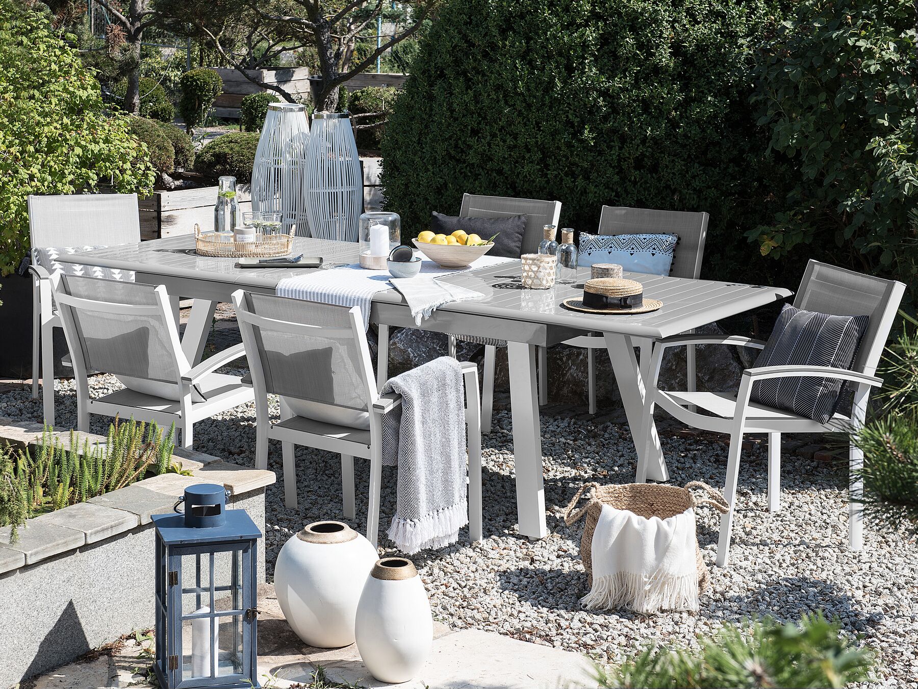 Gartenmöbel Set Aluminium grau 6Sitzer PERETA Beliani.de