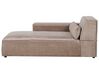 Right Hand 2 Seater Modular Fabric Corner Sofa with Ottoman Brown HELLNAR_912335