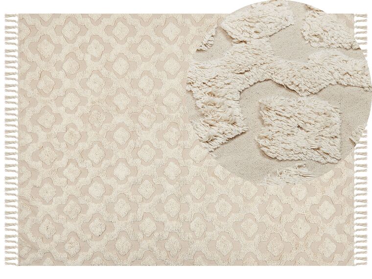 Alfombra de algodón beige claro 160 x 230 cm AKSARAY_839215
