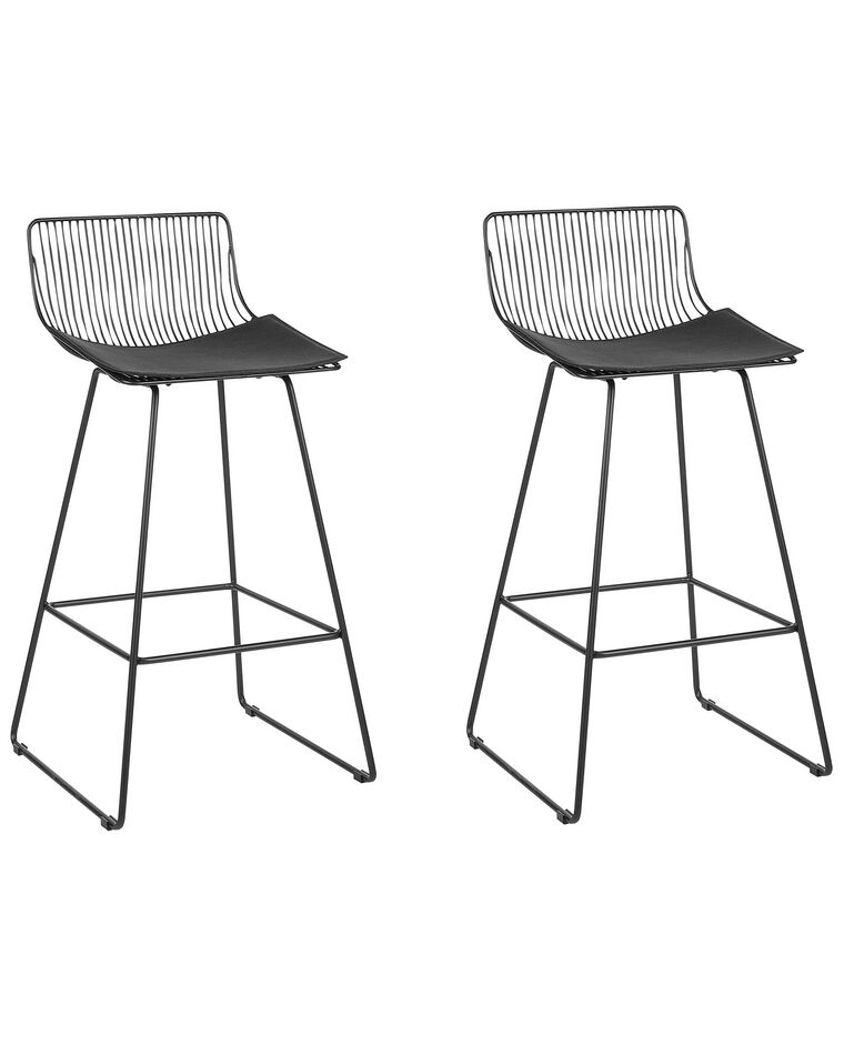 Set of 2 Metal Bar Chairs Black FREDONIA_868359