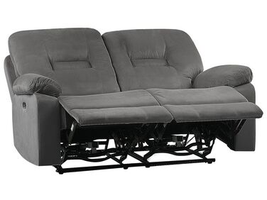 2-pers. sofa m/elektrisk recliner grå velour BERGEN