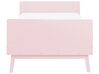 Wooden EU Single Size Bed Pastel Pink BONNAC_913284