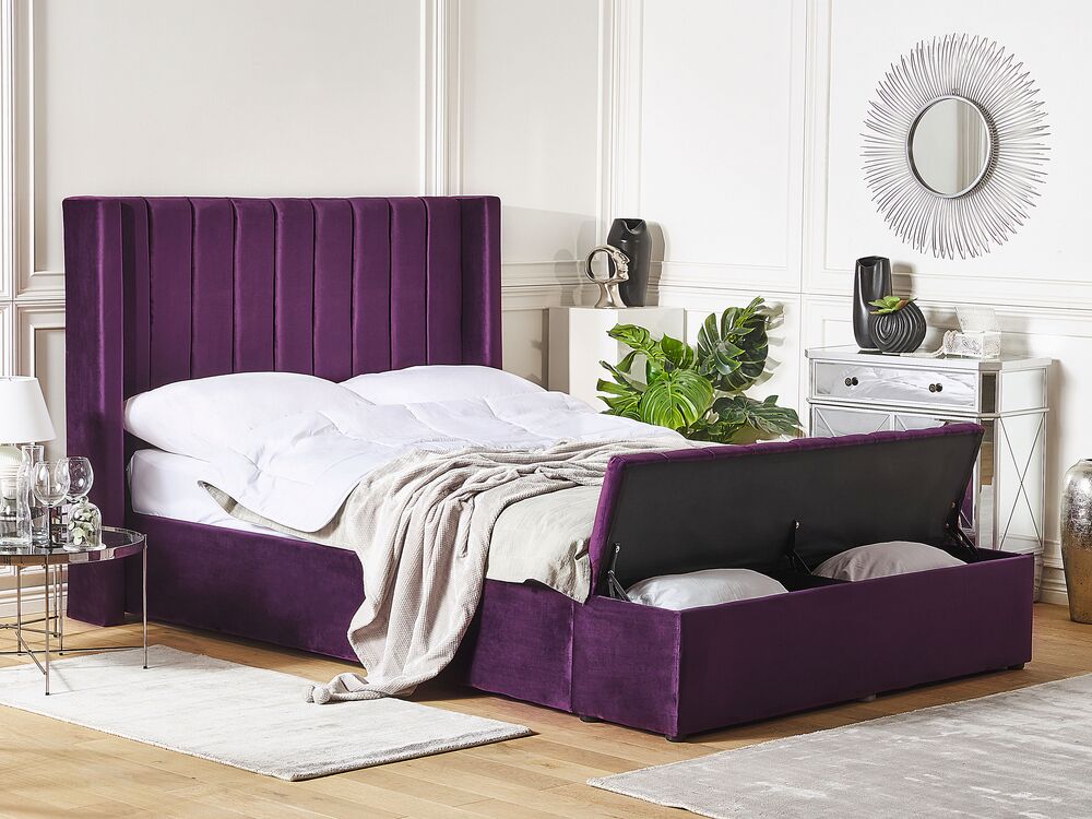 Polsterbett Samtstoff Violett Mit Stauraum 140 X 200 Cm Noyers Beliani De Diese moeglichkeiten bietet das stauraumbett 140×200. bett noyers samtstoff volett 140 x 200 cm ch