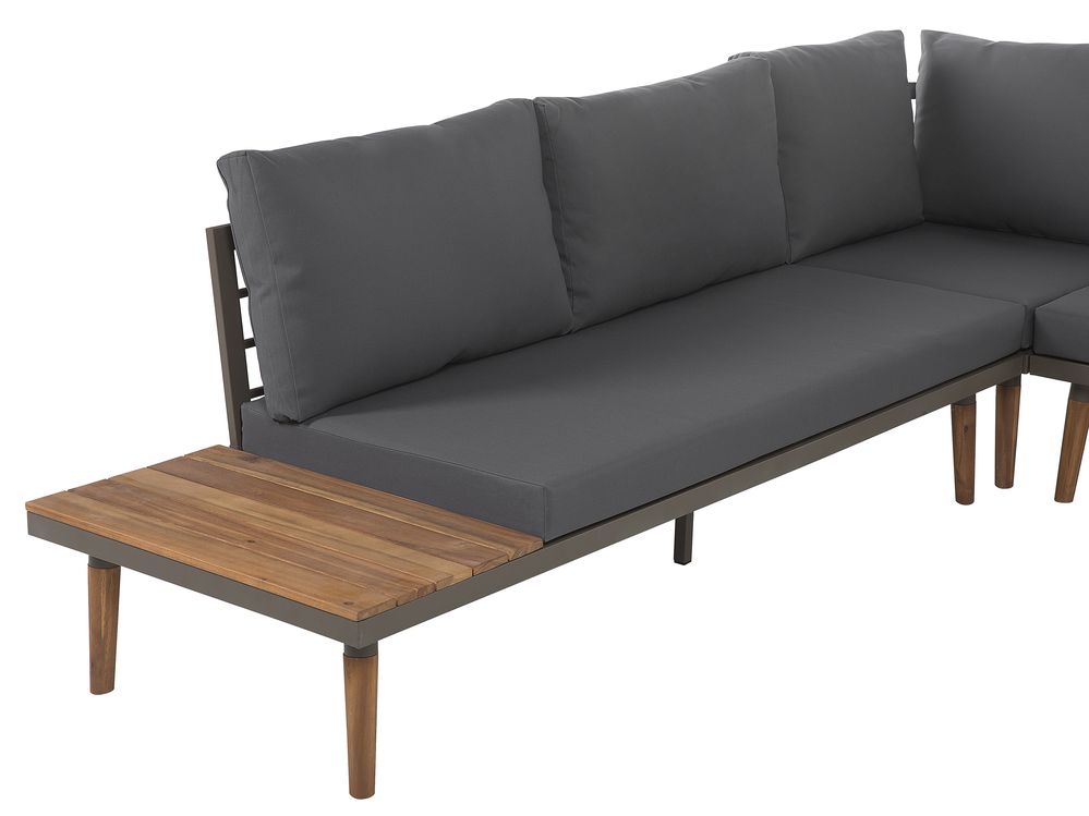 5 Seater Acacia Wood Garden Corner Sofa Set Grey CORATO | Beliani.co.uk