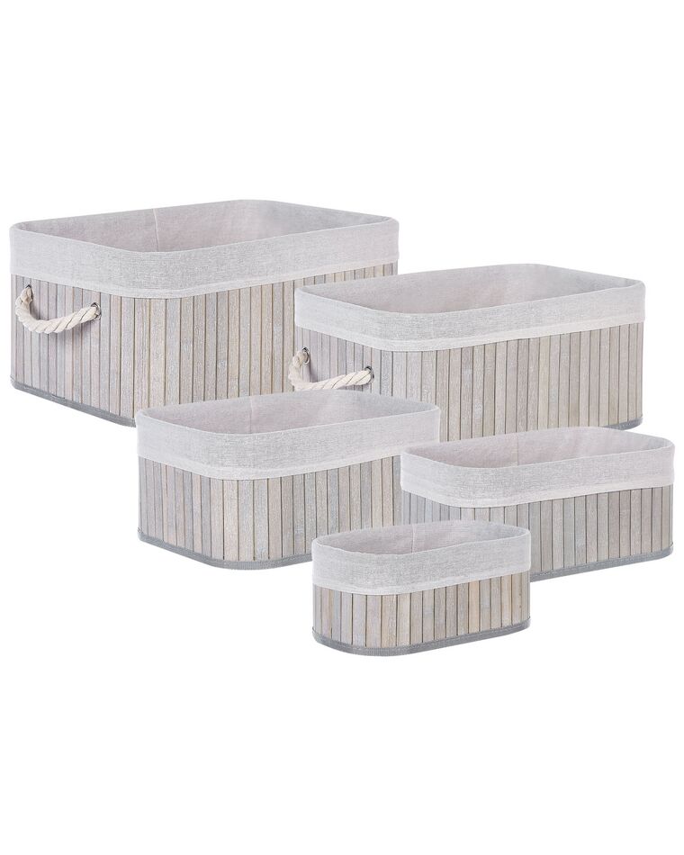Set of 5 Bamboo Baskets Grey TALPE_849964