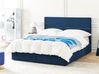 Velvet EU Super King Size Ottoman Bed with Drawers Navy Blue VERNOYES_861379