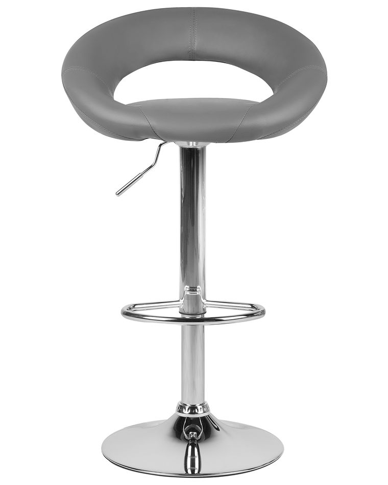 Set of 2 Faux Leather Swivel Bar Stools Grey PEORIA Beliani.co.uk