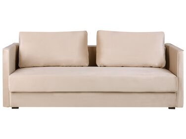 Velvet Sofa Bed with Storage Beige EKSJO 