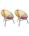 Set of 2 PE Rattan Accent Chairs Multicolour Yellow ACAPULCO_717916