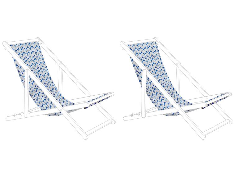 Doek voor strandstoel set van 2 stof wit/blauw ANZIO/AVELLINO_800382