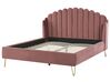 Zamatová posteľ 160 x 200 cm ružová AMBILLOU_819214