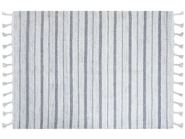 Outdoor Teppich cremeweiss / grau 160 x 230 cm Streifenmuster Kurzflor BADEMLI