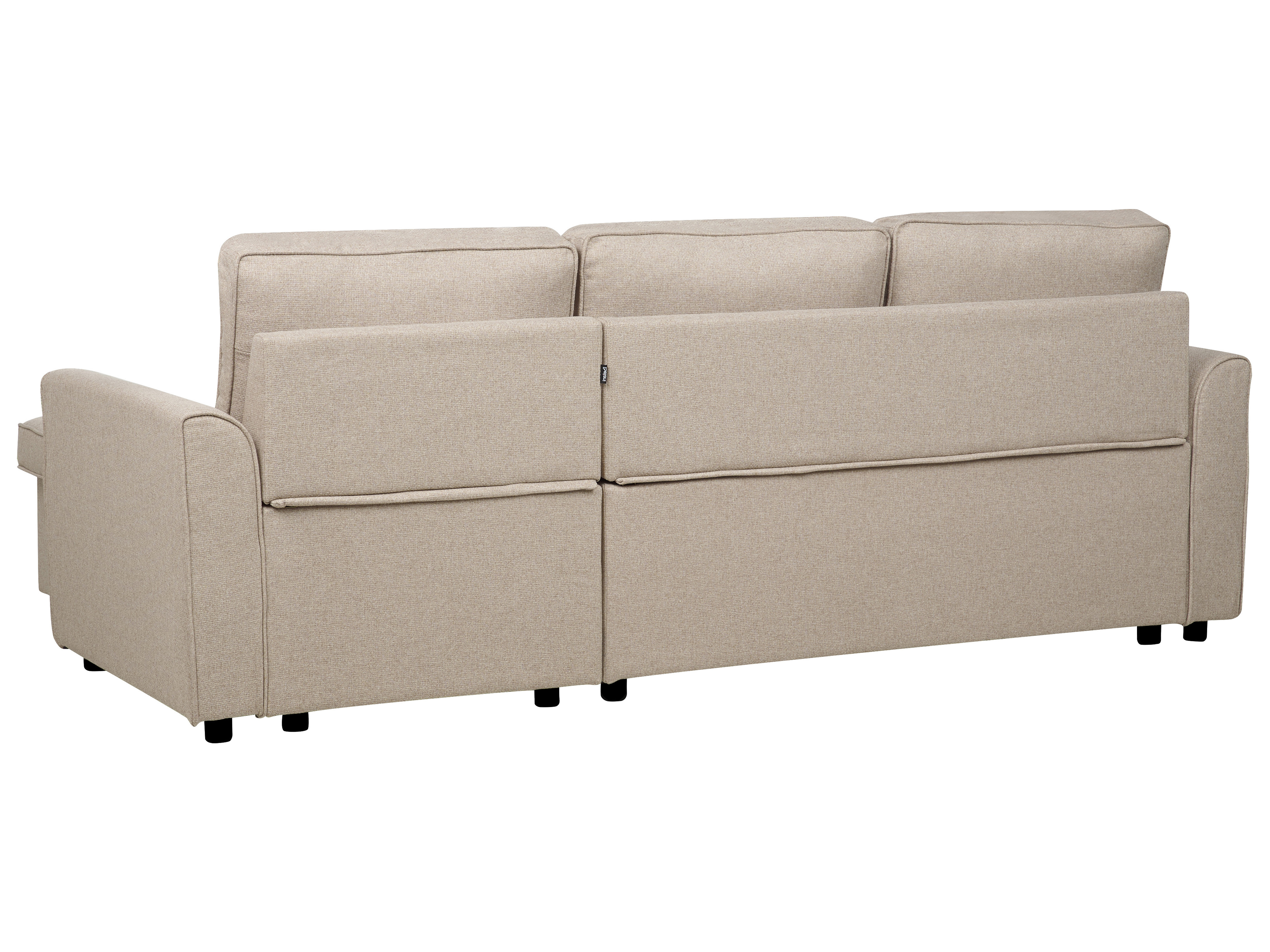 Left Hand Fabric Corner Sofa Bed with Storage Beige NESNA_912754