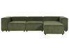 Kombinálható háromszemélyes zöld kordbársony kanapé ottománnal APRICA_897080