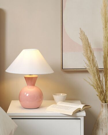 Bordlampe rosa keramikk FERRY