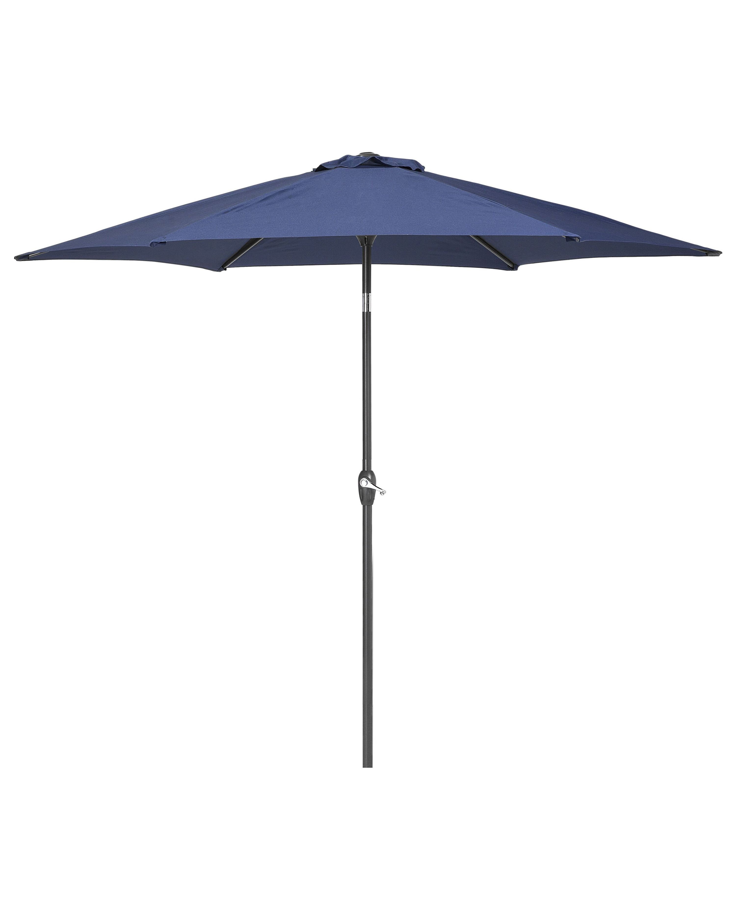 Beliani Sonnenschirm Marineblau – Rund, 270 Cm, Aus Polyester & Birkenholz, Mit Seilzug