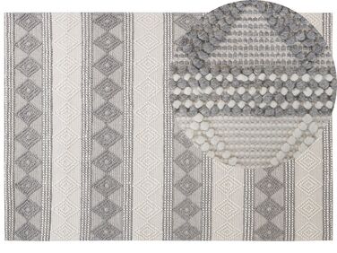Teppich Wolle beige / grau 160 x 230 cm geometrisches Muster Kurzflor BOZOVA