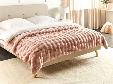 Faux Fur Bedspread 200 x 220 cm Pink SALKA