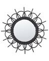 Miroir avec cadre en rotin en forme de soleil ⌀ 60 cm noir TELAKIA_822205