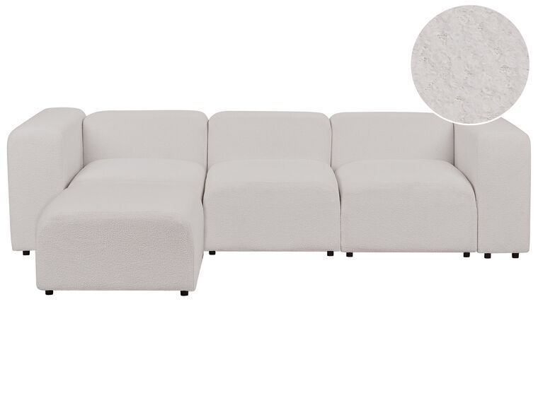 Soffa med fotpall modulär 3-sits bouclé ljusgrå FALSTERBO_915334