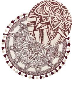 Matto puuvilla kermanvalkoinen/punainen ø 120 cm OLTU Matto puuvilla kermanvalkoinen/punainen ø 120 cm OLTU