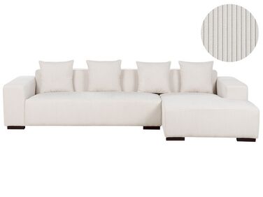 Left Hand Jumbo Cord Corner Sofa Off-White LUNGO