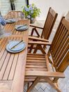 6 Seater Acacia Wood Garden Dining Set with Off-White Cushions JAVA_831951