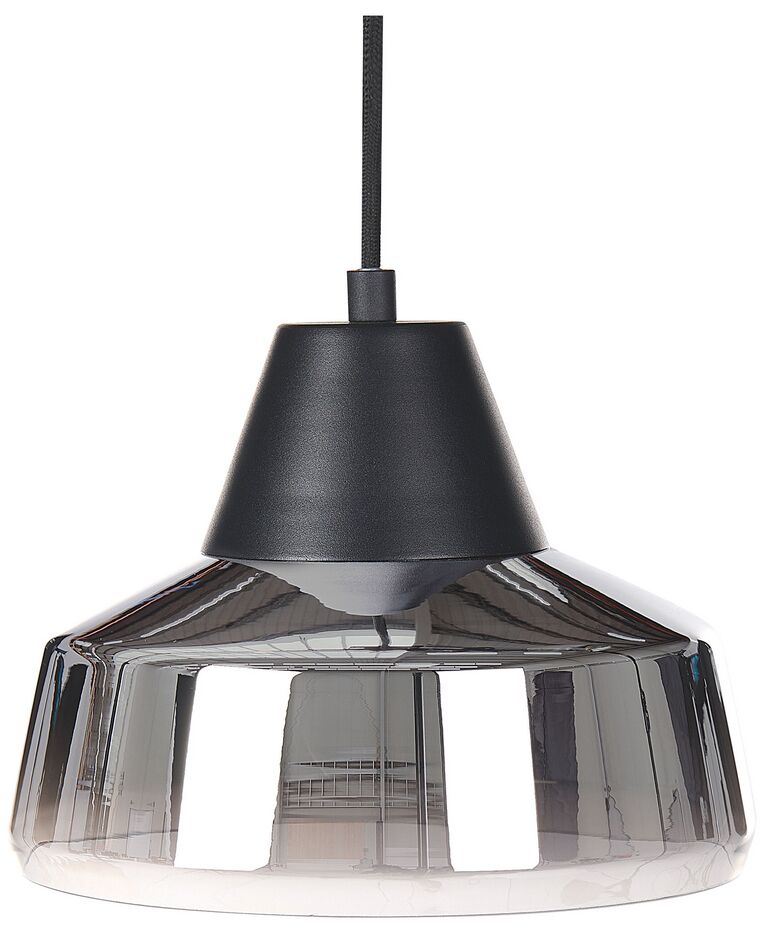 Lampe suspension en verre noir et argenté TALPARO_851430