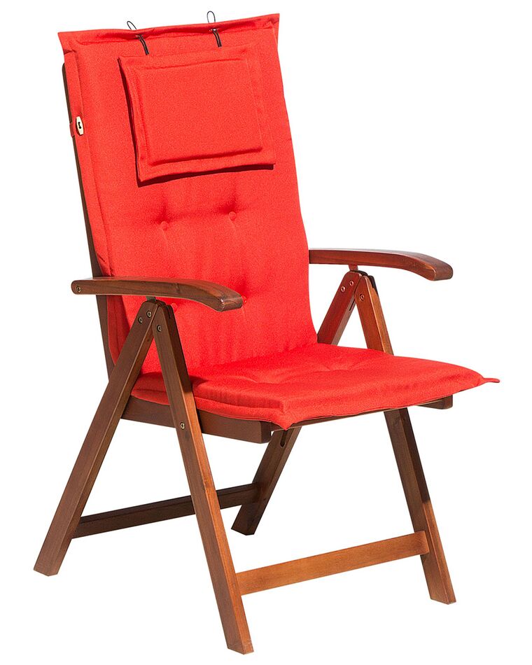 Chaise de jardin avec coussin rouge clair TOSCANA_696076
