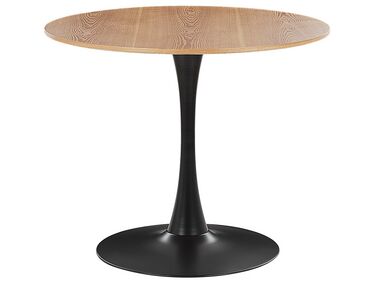 Round Dining Table ⌀ 90 cm Light Wood with Black BOCA