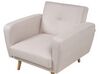 Ensemble canapés et fauteuil en tissu beige 6 places avec pouf FLORLI_905911