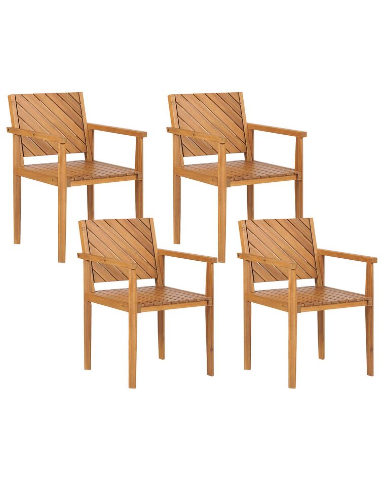 Lot de 4 chaises de jardin en bois d'acacia clair BARATTI_869022