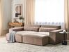 Right Hand 2 Seater Modular Fabric Corner Sofa with Ottoman Brown HELLNAR_912314