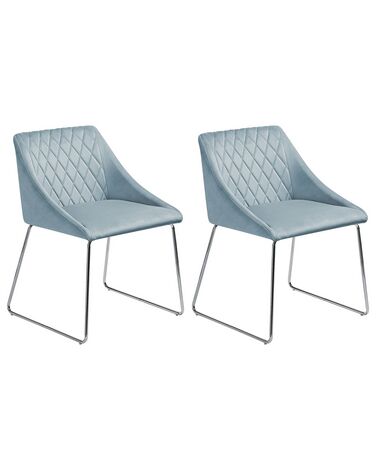 Conjunto de 2 cadeiras em veludo azul claro ARCATA