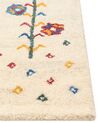 Gabbeh-matta med blommigt mönster 80 x 150 cm beige HUSUNLU_855486