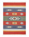 Kelim Teppich Baumwolle mehrfarbig 140 x 200 cm geometrisches Muster Kurzflor KAMARIS_869964