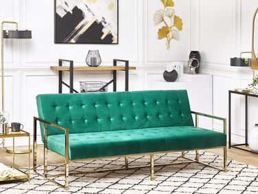 Velvet Sofa Bed Green MARSTAL
