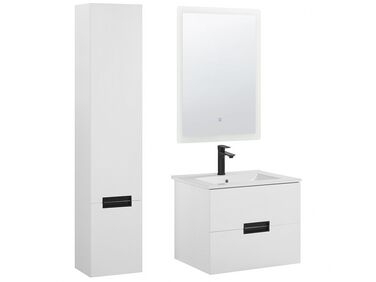 Meuble de salle de bain avec miroir et lavabo blanc TUDELA