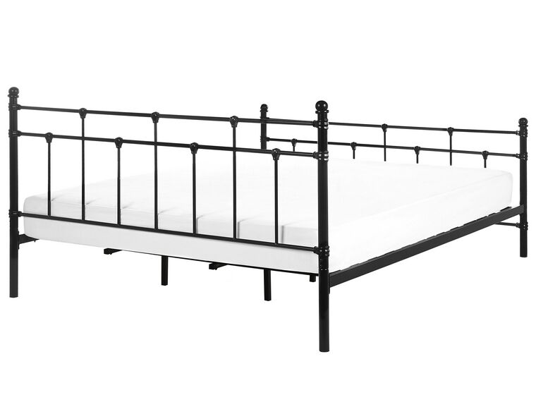 Cama De Casal Em Metal Preto 180 X 200 Cm Lynx Belianipt 3439