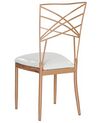 Conjunto de 2 sillas de comedor de metal rosa dorado/blanco GIRARD_775187