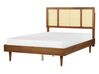 EU Double Size Bed with LED Light Wood AURAY_901705