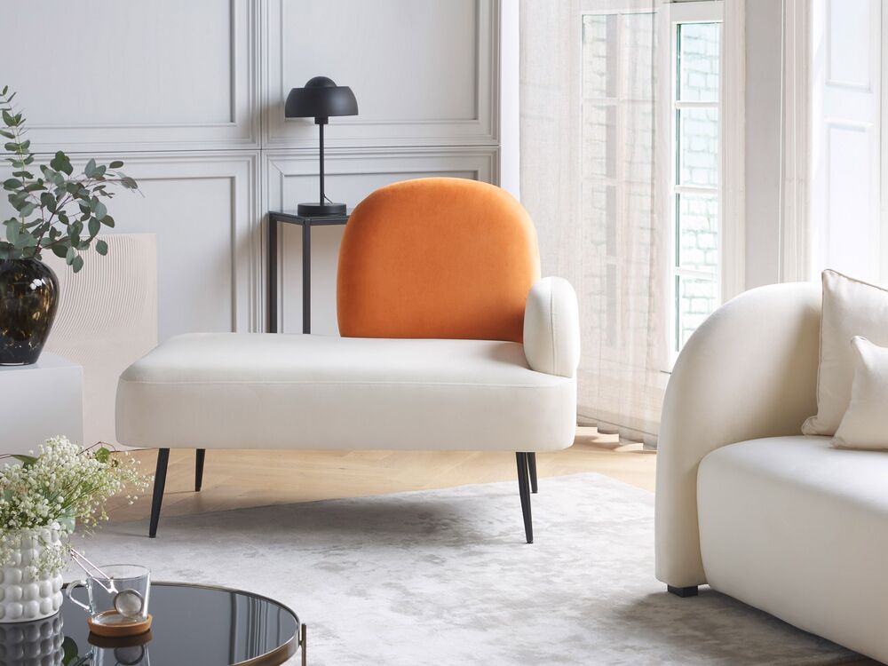 Right Hand Velvet Chaise Lounge White ARCEY Beliani