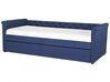 Tagesbett ausziehbar Leinenoptik marineblau Lattenrost 90 x 200 cm LIBOURNE_737119