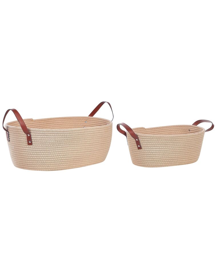 Set of 2 Cotton Baskets Beige GISSAR_849641